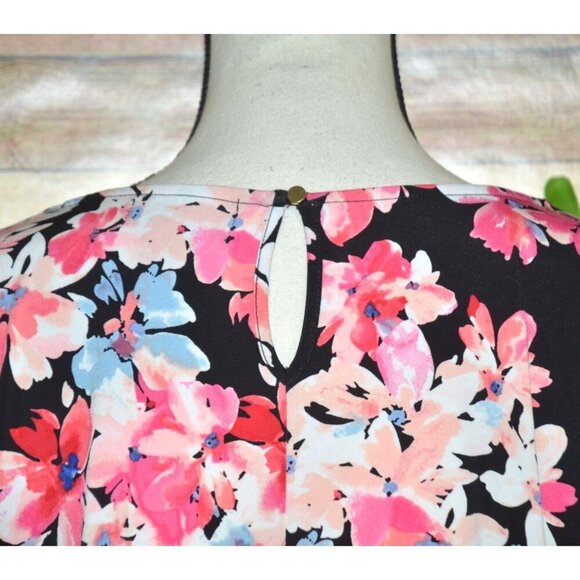 Liz Claiborne Career Women's Pink Floral Short Sleeve Blouse Top Plus Size 3X Fa - Picture 7 of 9